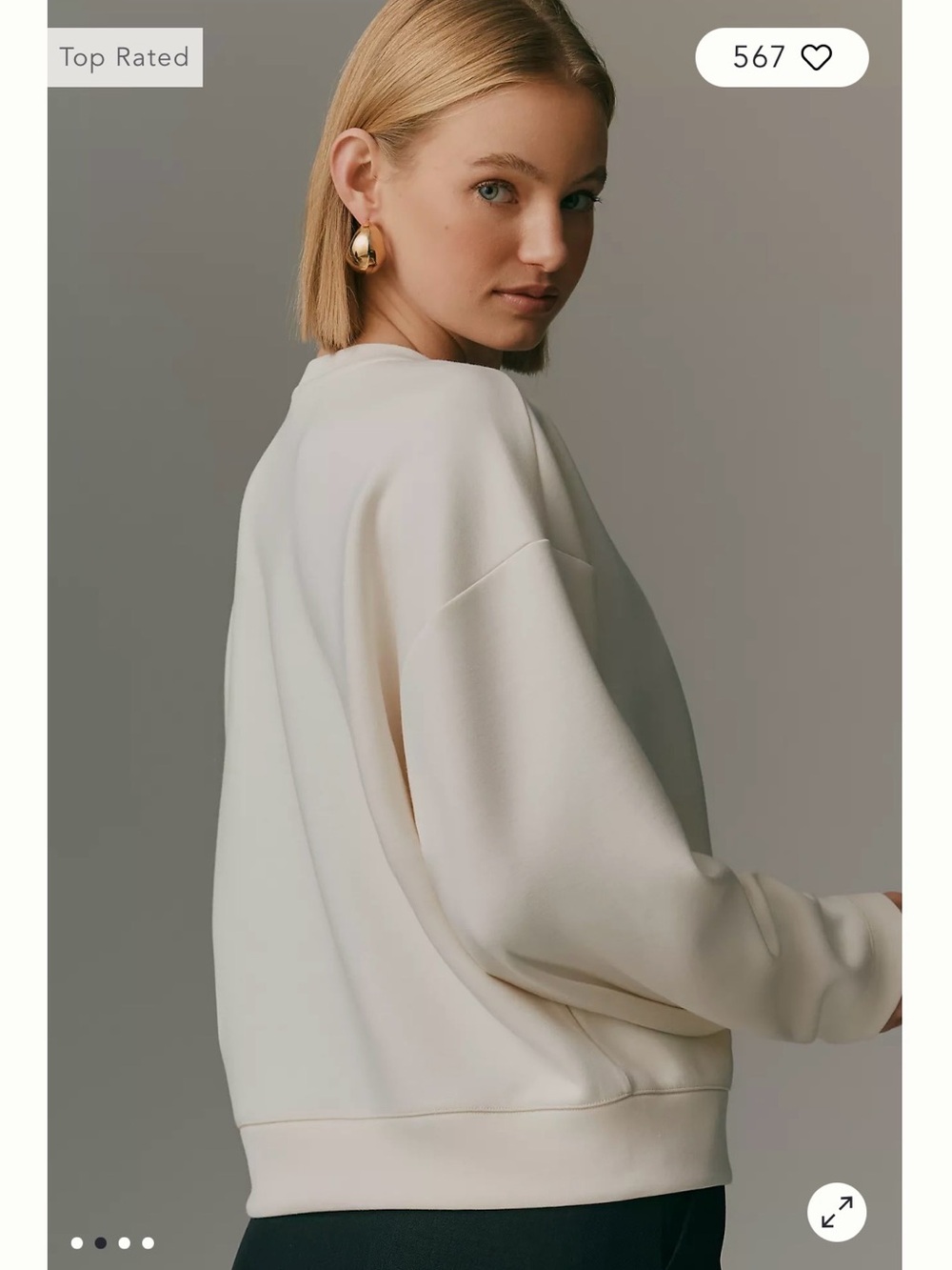 Free People Soft Cream Pullover Sweatshirt size S